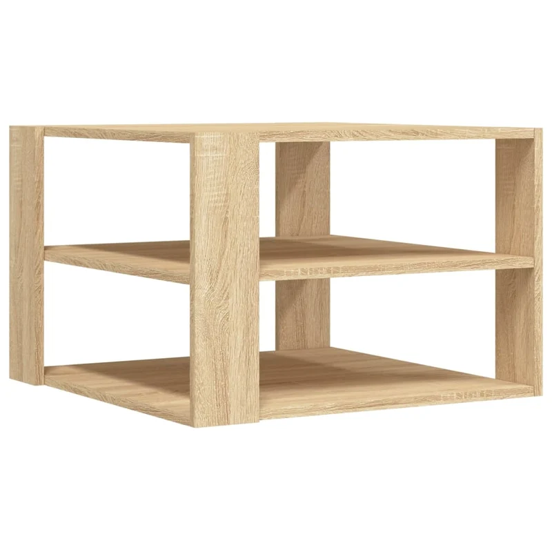 Table basse 3 niveaux design intemporel 59,5 x 59,5 x 40 cm bois d'ingénierie couleur chêne DEC038969
