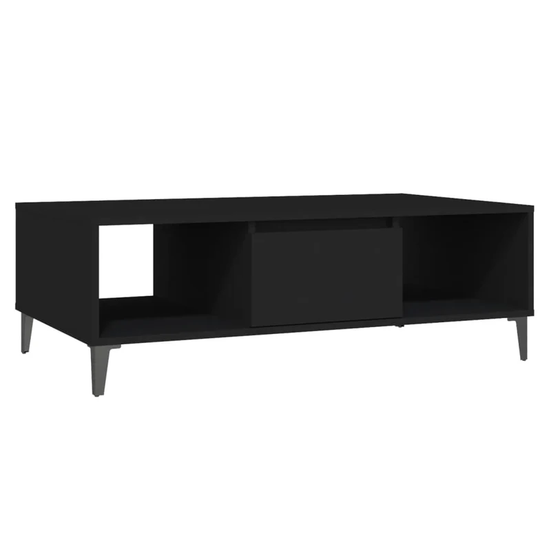 Table basse avec compartiment avec porte design moderne et contemporaine 103,5 x 60 x 35 cm bois d'ingénierie noir DEC039618