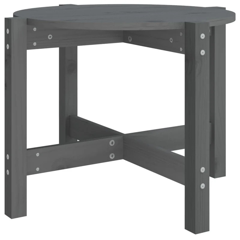 Table basse design simple Ø 62,5 x 45 cm bois massif de pin gris DEC039420
