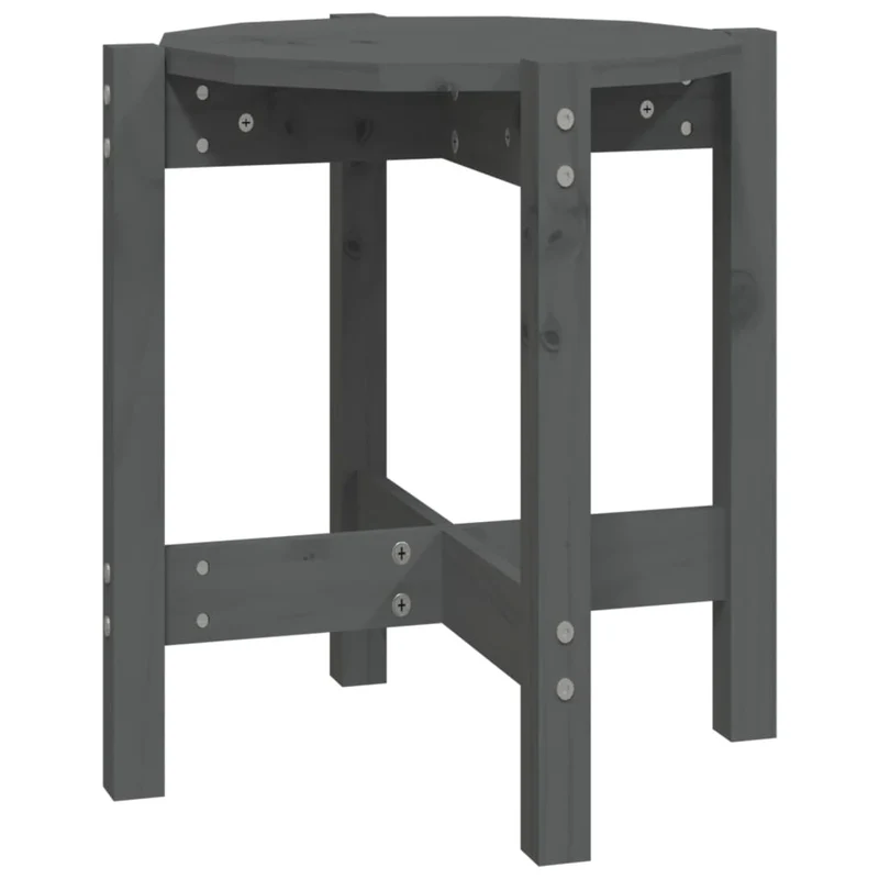 Table d'appoint design intemporel Ø 42,5 x 45 cm bois massif de pin gris DEC039415