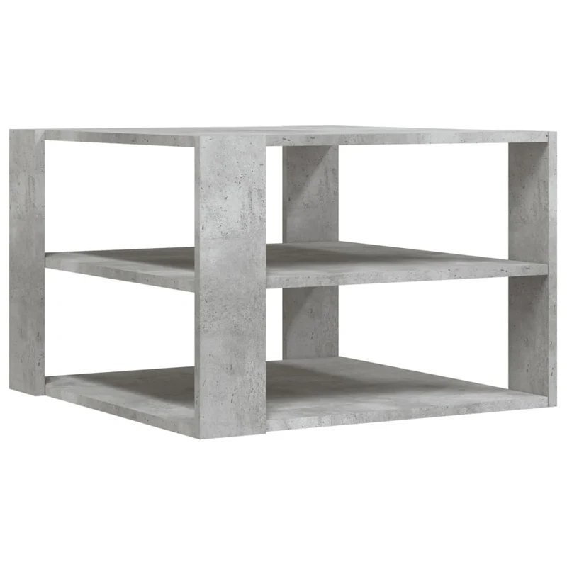 Table basse 3 niveaux design moderne et contemporaine 59,5 x 59,5 x 40 cm bois d'ingénierie gris DEC039313