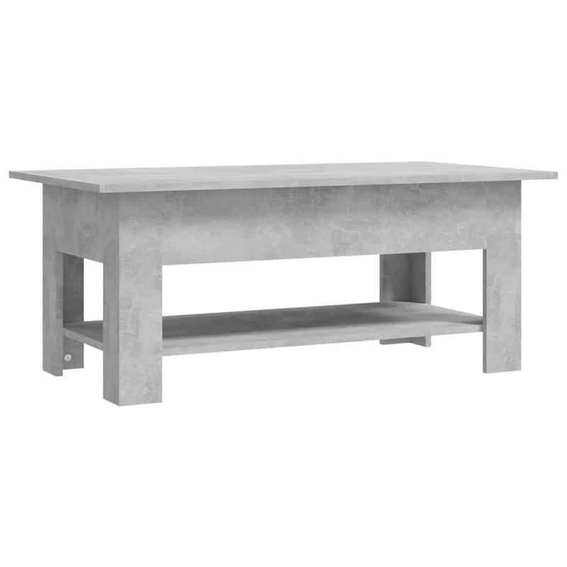 Table basse avec étagère design intemporel 102 x 55 x 42 cm bois d'ingénierie gris DEC039265