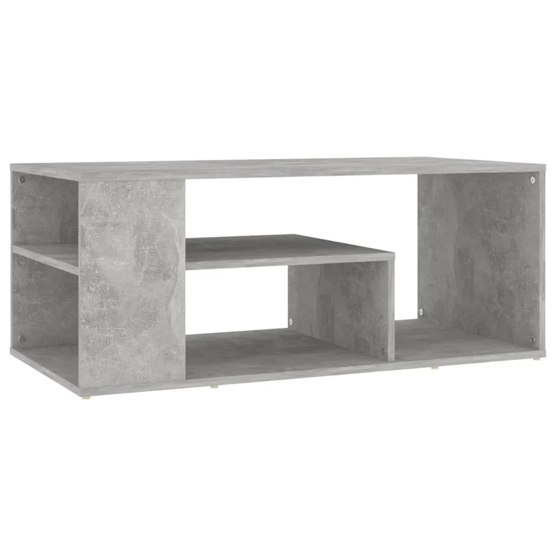 Table basse avec étagères design moderne et contemporaine 100 x 50 x 40 cm bois d'ingénierie gris DEC039231