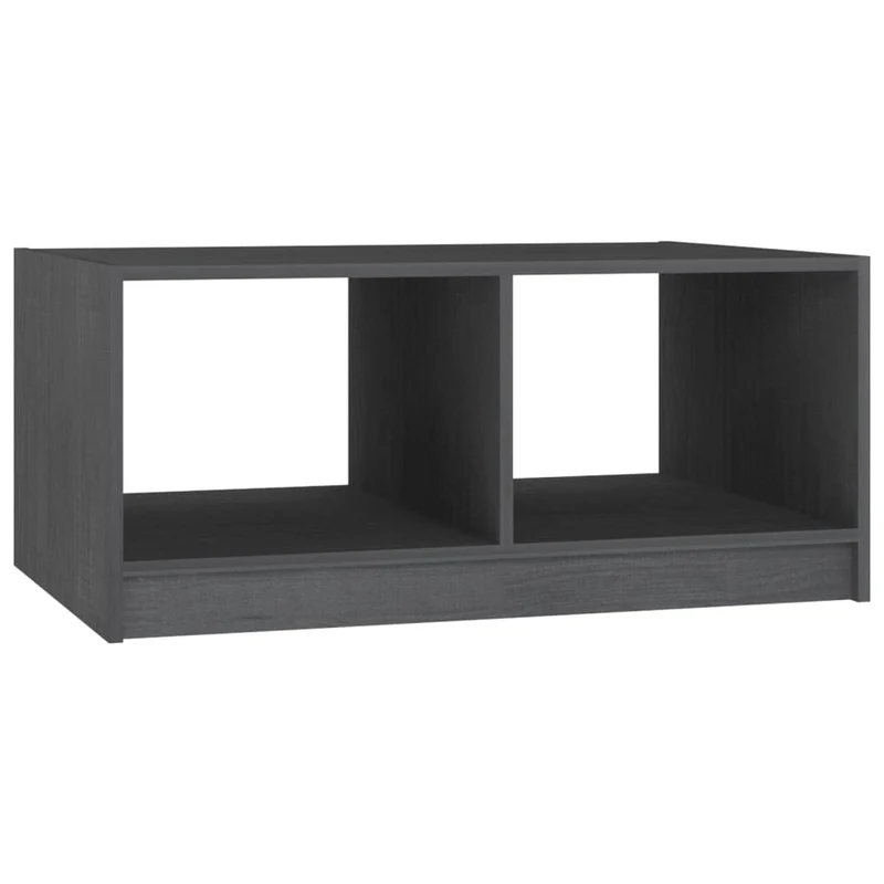Table basse avec deux compartiments ouverts design moderne 75 x 50 x 33,5 cm bois de pin gris DEC039193