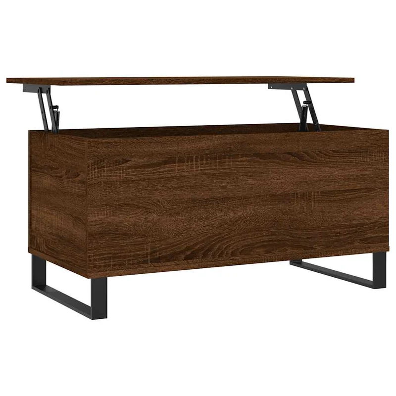 Table basse dessus relevable design moderne et contemporaine 90 x 44,5 x 45 cm bois d'ingénierie marron et métal DEC038776