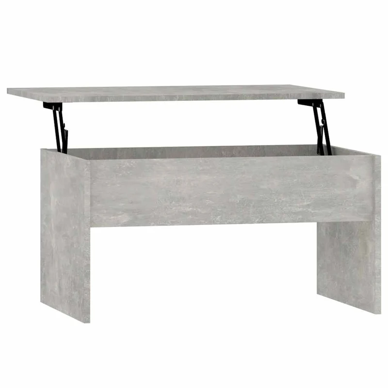 Table basse plateau relevable design moderne et contemporaine 80 x 50,5 x 41,5 cm bois d'ingénierie gris DEC039338