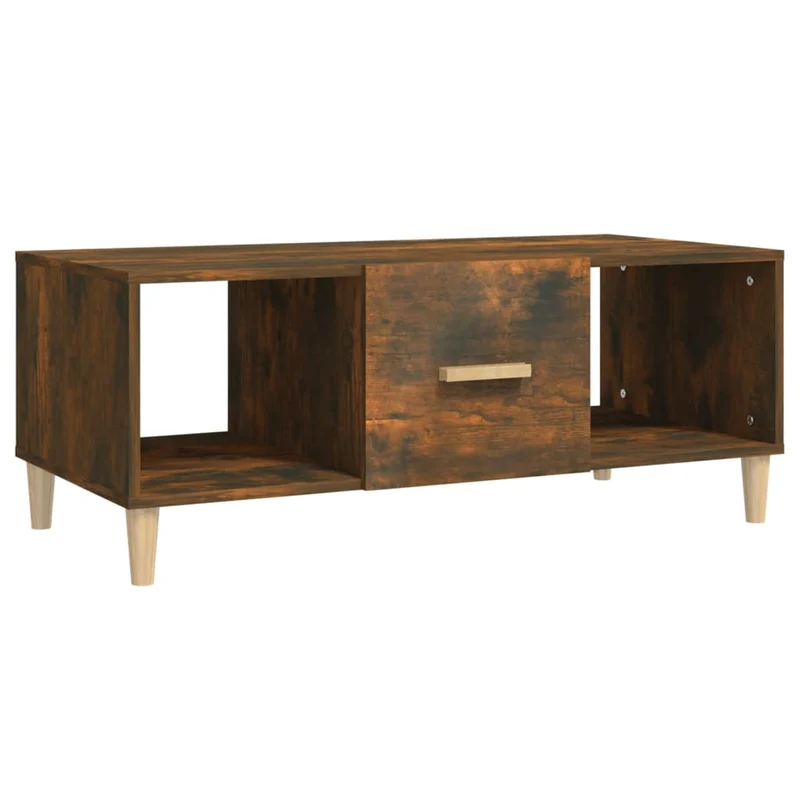 Table basse avec tiroir et compartiment ouvert design moderne et contemporaine 102 x 50 x 40 cm bois d'ingénierie marron DEC038369
