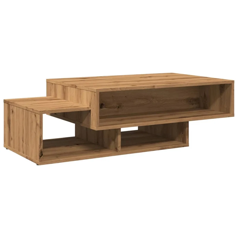Table basse 3 compartiments design rustique 105 x 55 x 32 cm bois d'ingénierie couleur chêne DEC038293