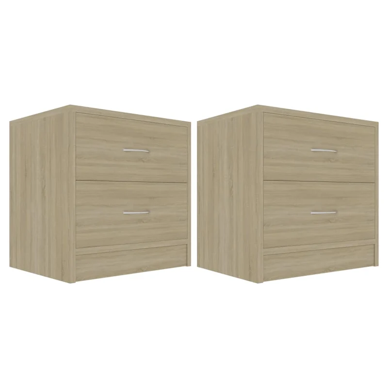 Lot de 2 tables de chevet avec deux tiroirs 40 x 30 x 40cm bois d'ingénierie couleur chêne DEC035877