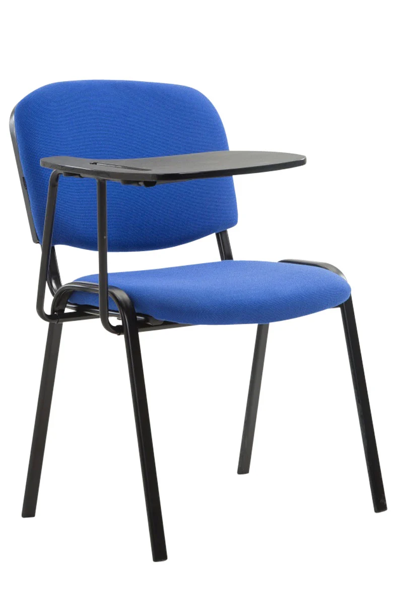 Chaise visiteur zone d'attente avec une petite table rabattable en tissu bleu piètement à 4 pieds en métal 10_0002771