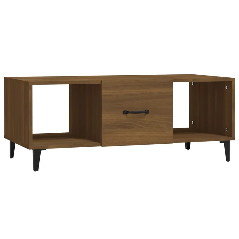 Table basse avec tiroir et compartiment design moderne et contemporaine 102 x 50 x 40 cm bois d'ingénierie marron DEC038632