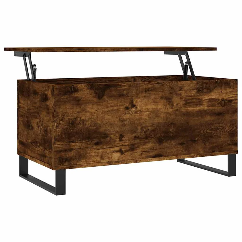 Table basse dessus relevable design moderne et contemporaine 90 x 44,5 x 45 cm bois d'ingénierie marron et métal DEC038505