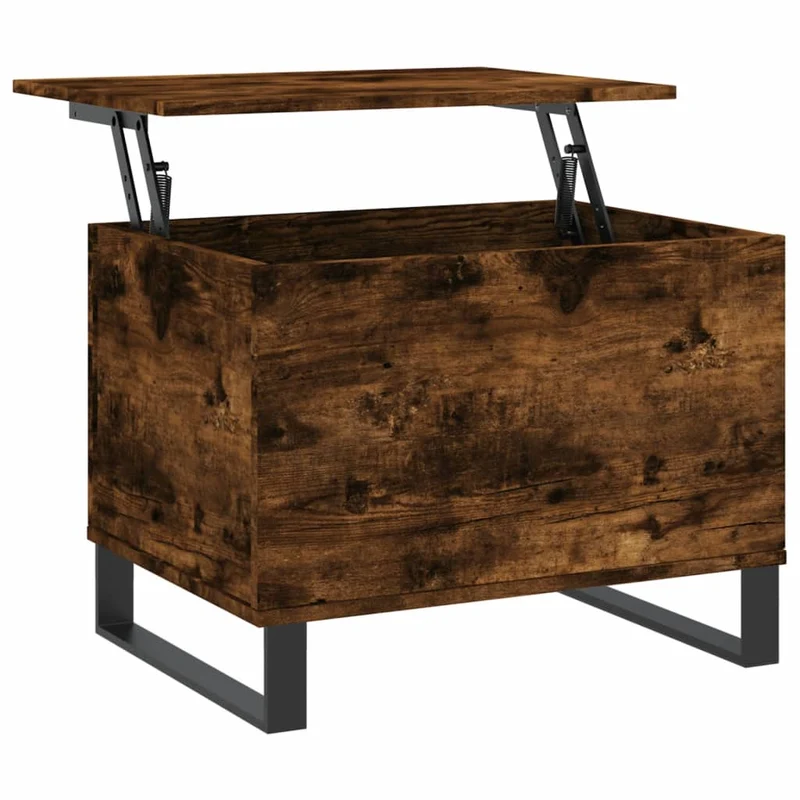 Table basse dessus relevable design moderne et contemporaine 60 x 44,5 x 45 cm bois d'ingénierie marron et métal DEC038443