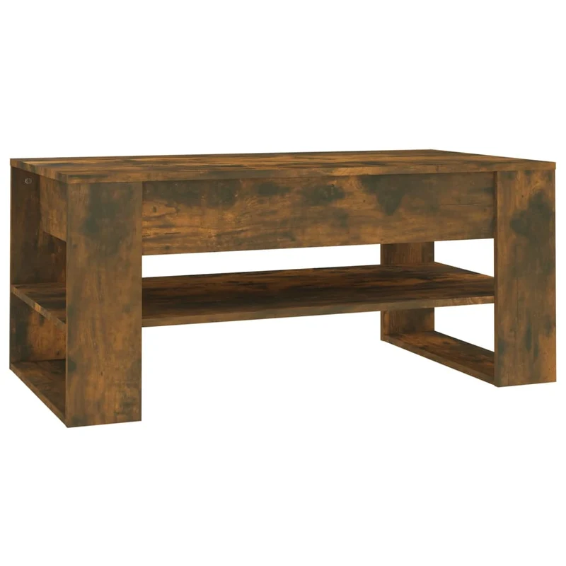Table basse avec étagère design moderne et contemporaine 102 x 55 x 45 cm bois d'ingénierie marron DEC038384