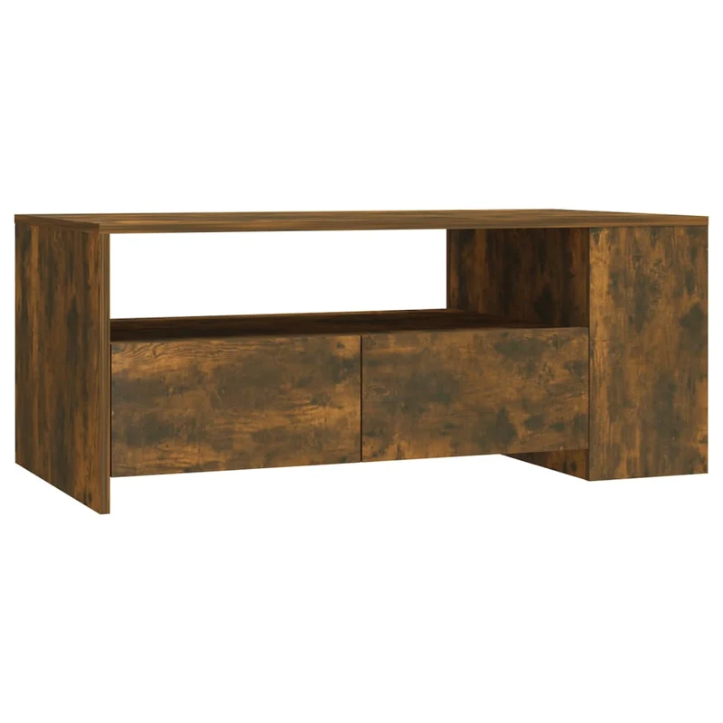 Table basse avec tiroirs design moderne et contemporaine 102 x 55 x 42 cm bois d'ingénierie marron DEC038382