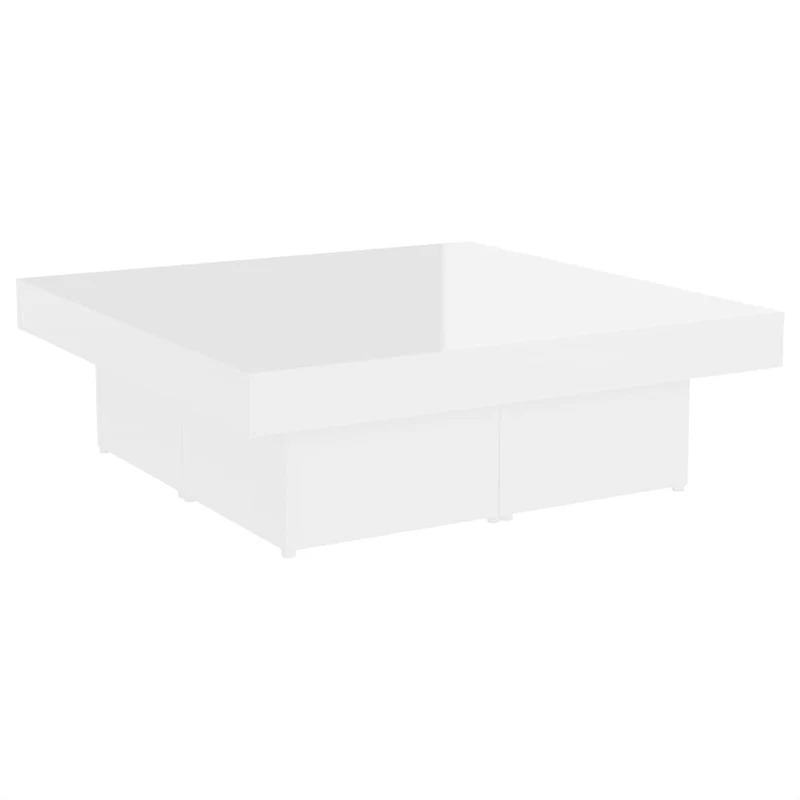 Table basse en 4 parties design moderne et contemporaine 90 x 90 x 28 cm bois d'ingénierie blanc brillant DEC038187