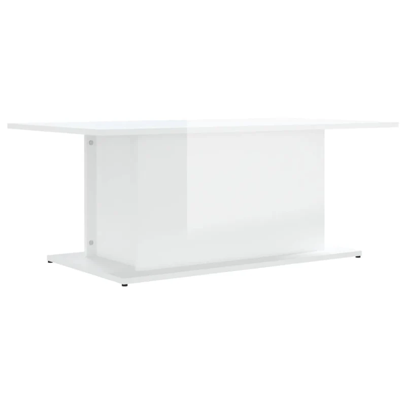 Table basse design moderne et contemporaine 102 x 55,5 x 40 cm bois d'ingénierie blanc brillant DEC038073