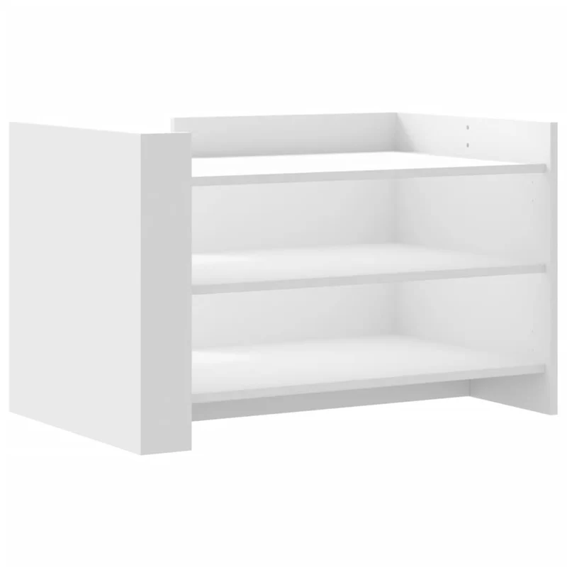 Table basse avec étagères design moderne et contemporaine 80 x 50 x 50 cm bois d'ingénierie blanc DEC037960