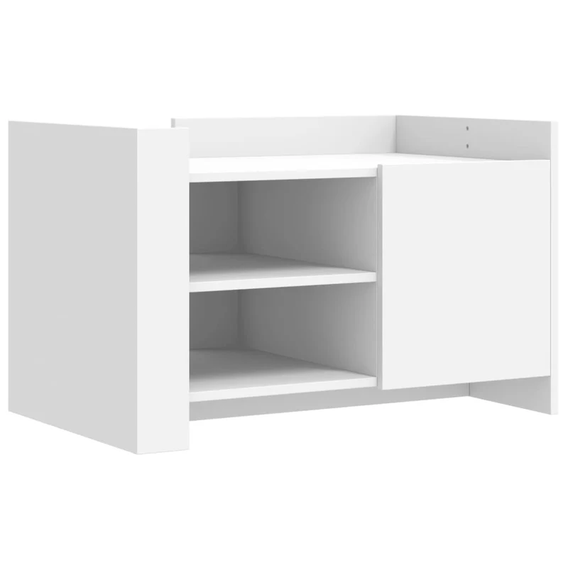 Table basse avec étagères design moderne et contemporaine 80 x 50 x 50 cm bois d'ingénierie blanc DEC037959