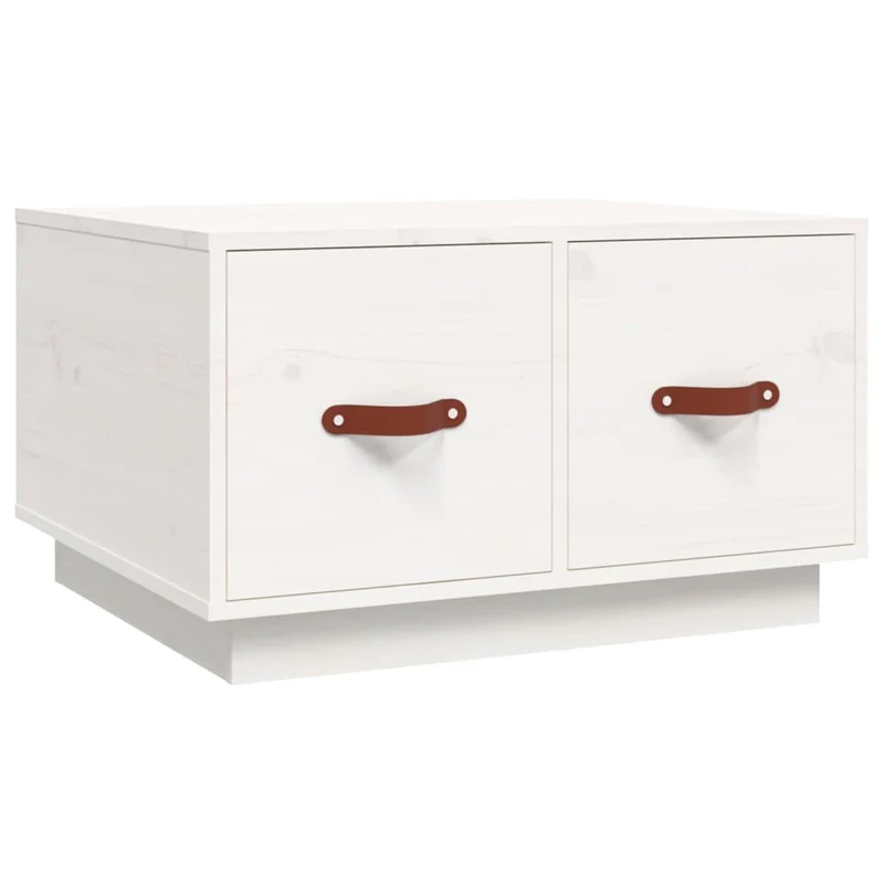Table basse avec deux tiroirs design moderne et contemporaine 60 x 53 x 35 cm bois massif de pin blanc DEC037922