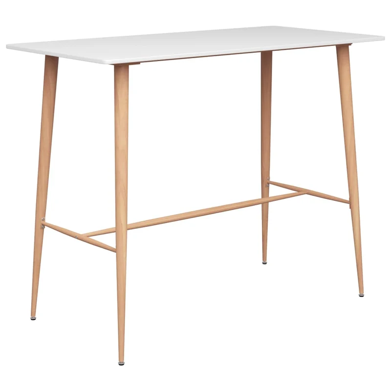 Table d’appoint multifonction 120 x 60 x 105 cm MDF blanc pieds en métal couleur bois DEC036406