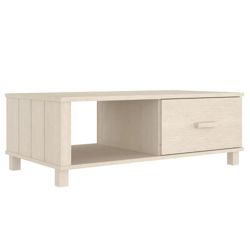 Table basse avec tiroir et d'un compartiment design moderne et contemporaine 100 x 55 x 35 cm bois massif de pin DEC039424