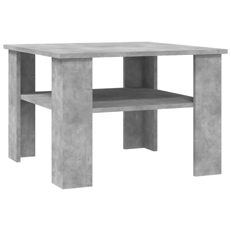 Table basse avec étagères design moderne et contemporaine 60 x 60 x 42 cm bois d’ingénierie gris DEC039335