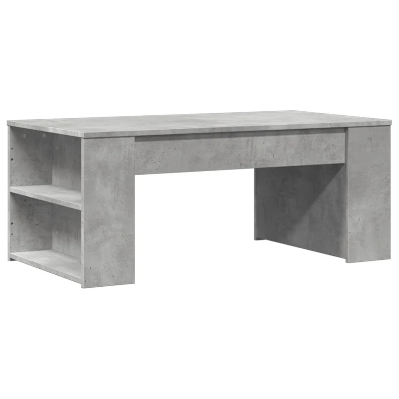 Table basse avec étagères design moderne et contemporaine 102 x 55 x 42 cm bois d'ingénierie gris DEC039268