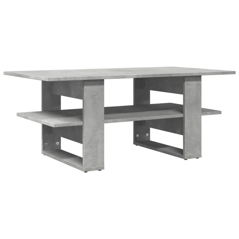 Table basse avec étagères design moderne et contemporaine 102 x 55 x 42 cm bois d'ingénierie gris DEC039267