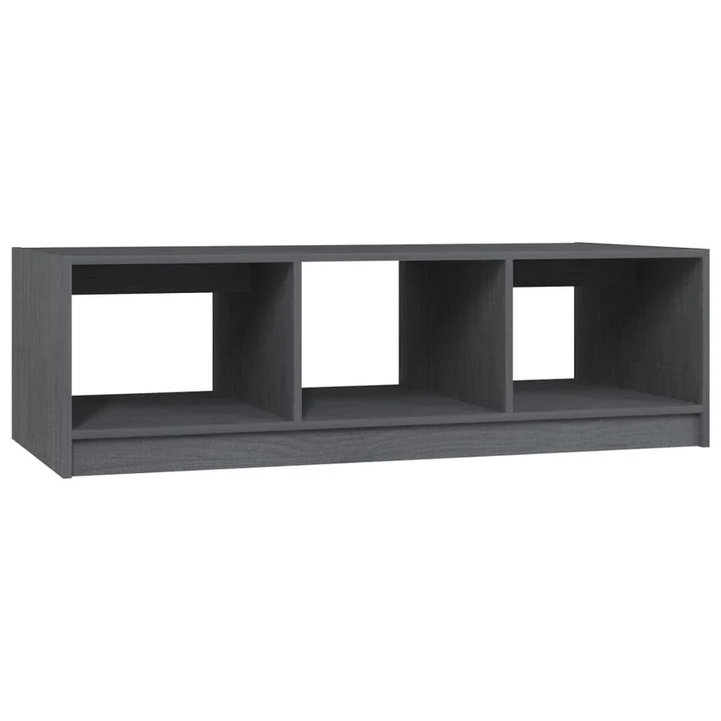 Table basse avec compartiments ouverts design moderne et contemporaine 110 x 50 x 34 cm bois de pin massif gris DEC039162