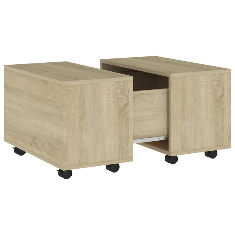 Table basse avec fonction extensible design moderne et contemporaine 60 x 60 x 38 cm bois d'ingénierie couleur chêne DEC038981