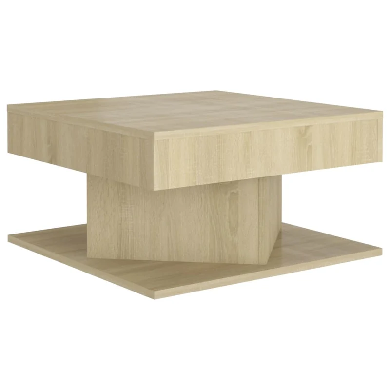 Table basse design moderne et contemporaine 57 x 57 x 30 cm bois d’ingénierie couleur chêne DEC038968