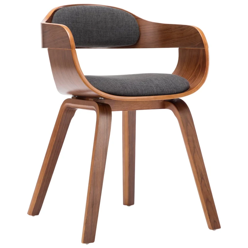 Chaise de salle à manger design chic en tissu gris foncé et bois courbé CDS020041
