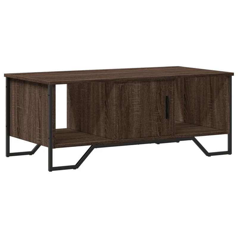 Table basse avec compartiment avec porte design moderne et contemporaine 100 x 51 x 40 cm bois d'ingénierie marron et métal DEC038603