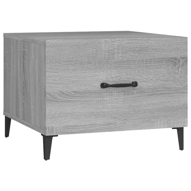 Table basse de salon avec tiroir design moderne avec pieds en métal 50 x 50 x 40 cm bois d'ingénierie gris DEC037720