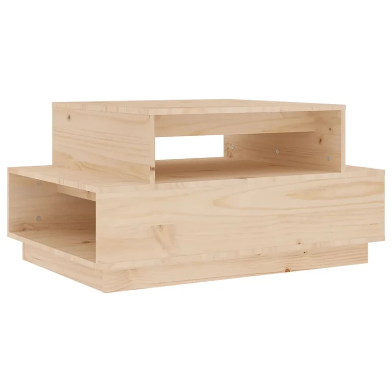 Table basse de salon design simple 80 x 55 x 40,5 cm bois massif de pin non traité DEC037187