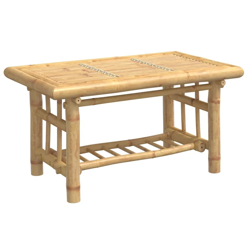 Table basse de salon design exotique 70 x 45 x 36 cm bambou avec une finition naturelle DEC037129