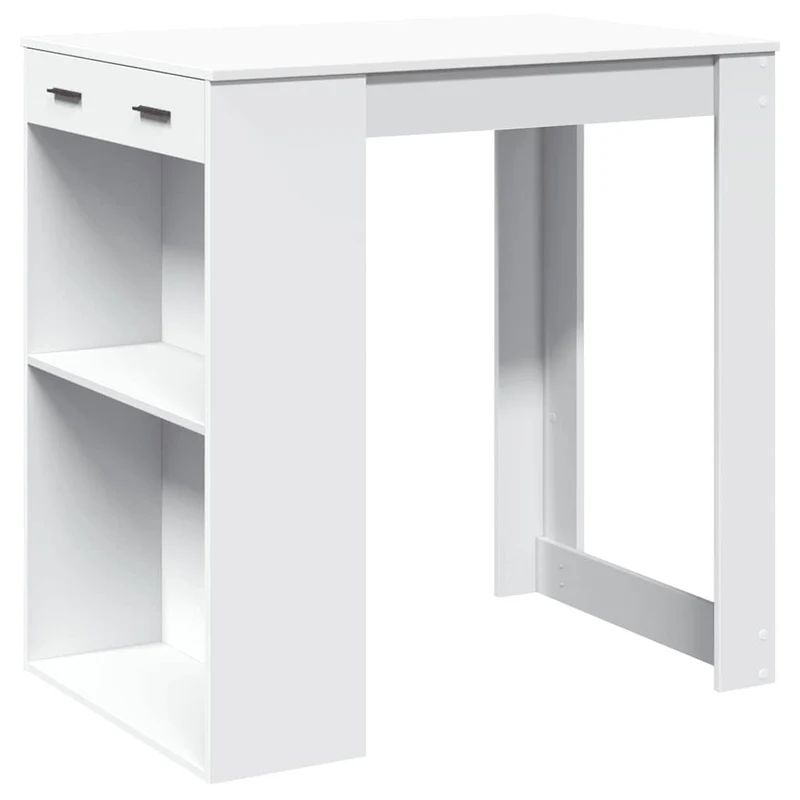 Table d’appoint multifonction avec 2 étagères et 1 tiroir 102 x 70 x 103,5 cm bois d'ingénierie blanc DEC036404