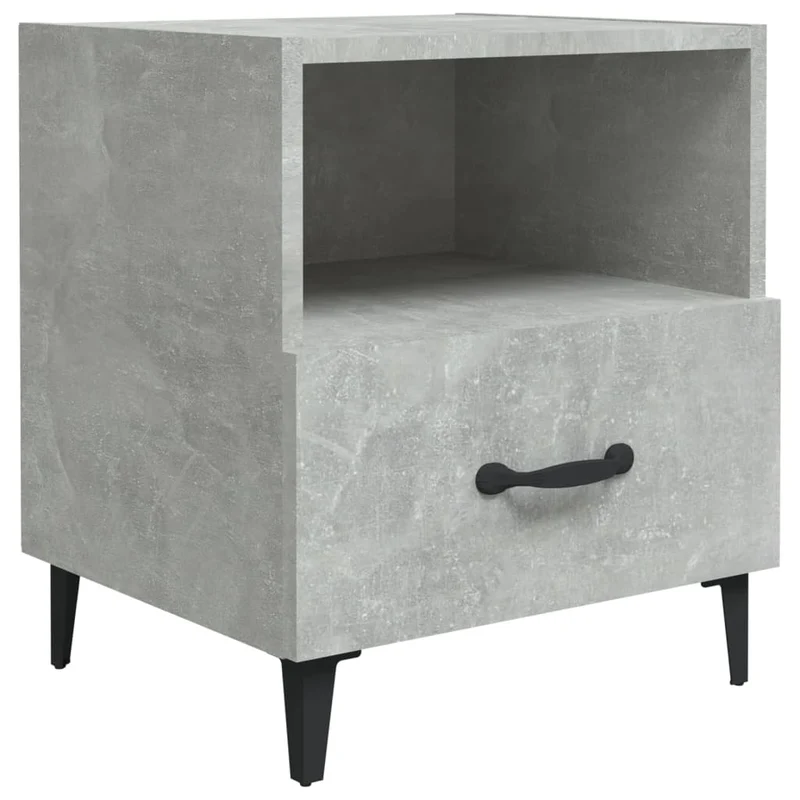 Table de chevet avec tiroir et compartiment 40 x 35 x 47,5 cm en bois d'ingénierie gris et métal DEC034059