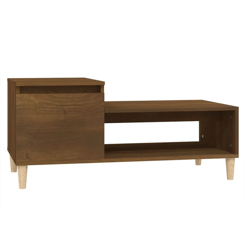 Table basse avec compartiments design moderne et contemporaine 100 x 50 x 45 cm bois d'ingénierie marron DEC038590