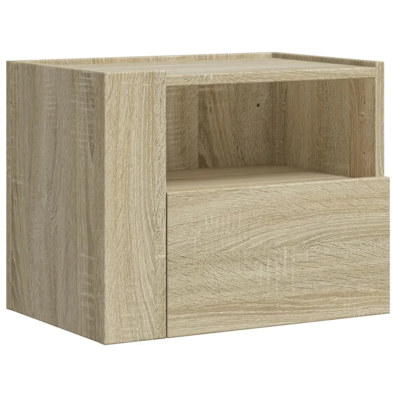 Table de chevet murale avec tiroirs 45 x 30 x 35 cm bois d'ingénierie couleur chêne DEC034288