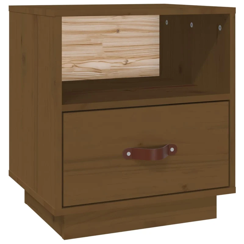 Table de chevet compartiment ouvert et tiroir 40 x 34 x 45 cm bois de pin massif marron DEC034131