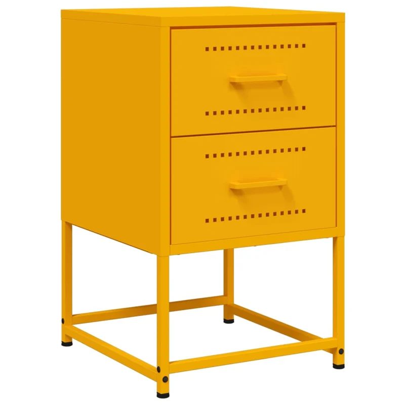 Table de chevet avec deux tiroirs 36 x 39 x 60,5 cm acier jaune DEC034095