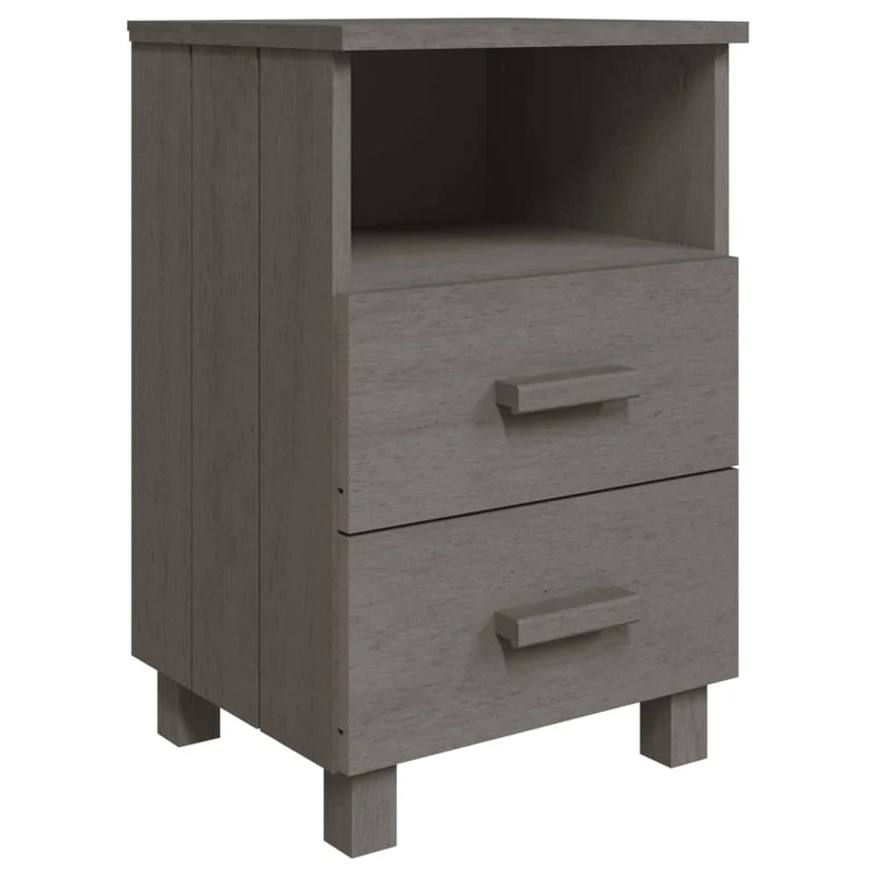 Table de chevet avec tiroirs et compartiment ouvert 40 x 35 x 62 cm bois de pin gris DEC034074