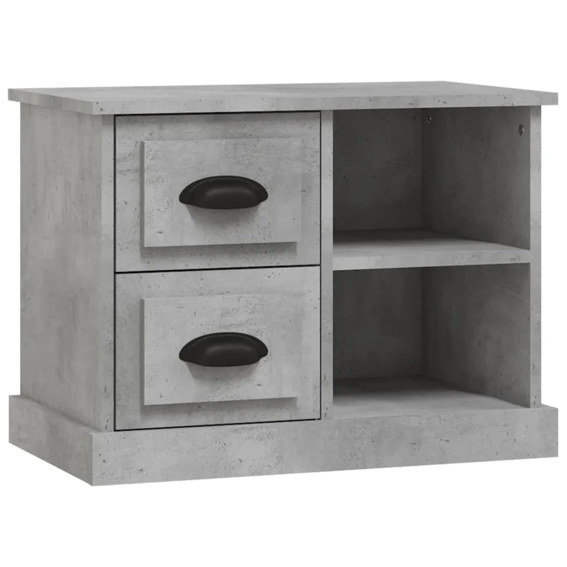 Table de chevet avec tiroirs et compartiments 60 x 35,5 x 45 cm bois d'ingénierie gris DEC034055