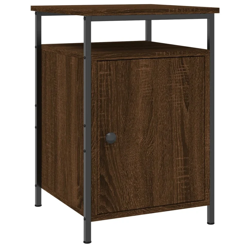 Table de chevet avec compartiment avec porte et ouvert 40 x 42 x 60 cm bois d'ingénierie marron et fer DEC033768