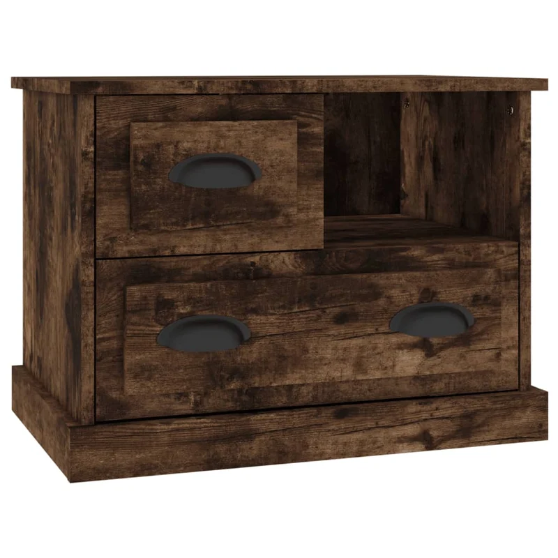 Table de chevet avec compartiment et 2 tiroirs 60 x 39 x 45 cm bois d'ingénierie marron DEC033671