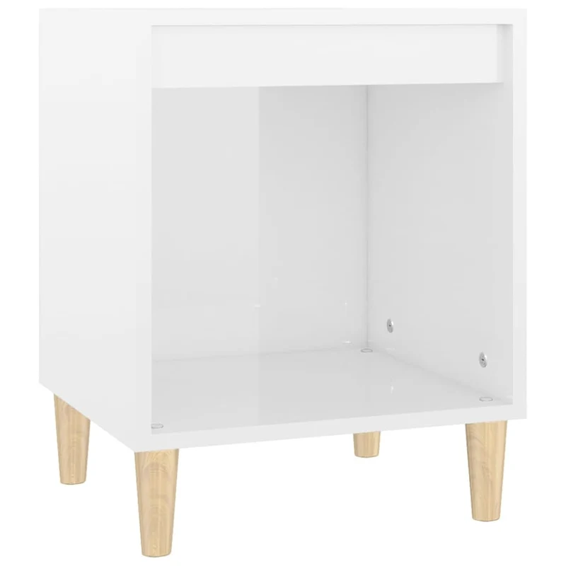 Table de chevet avec compartiment ouvert 40 x 35 x 50 cm bois d’ingénierie blanc brilliant DEC033471