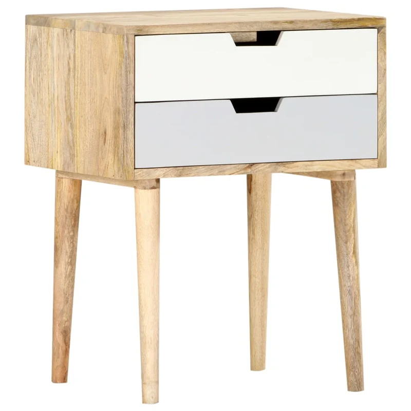 Table de chevet avec deux tiroirs 47 x 35 x 59 cm bois de manguier massif multicolore DEC033025