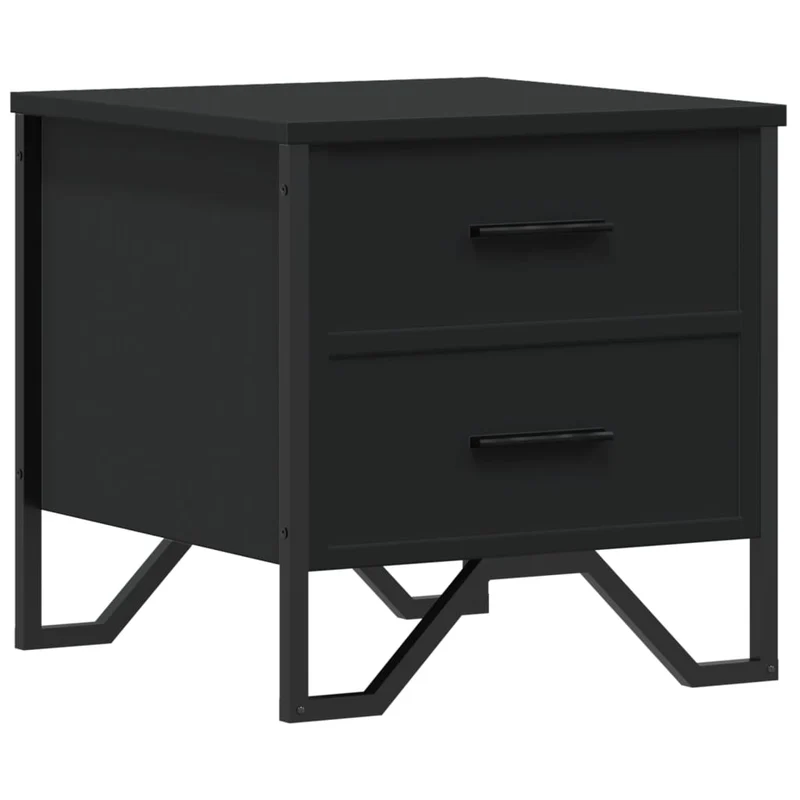 Table de chevet avec deux tiroirs 40 x 41 x 40 cm bois d’ingénierie noir DEC034476